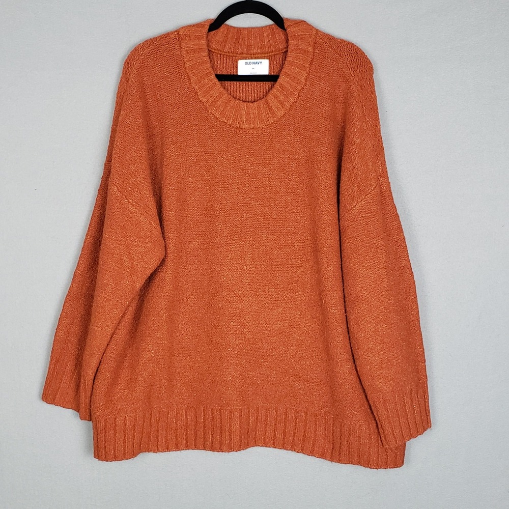 Old Navy Size XXL‎ Oversized Pullover Sweater Blood Orange Boucle Fuzzy Cozycore
